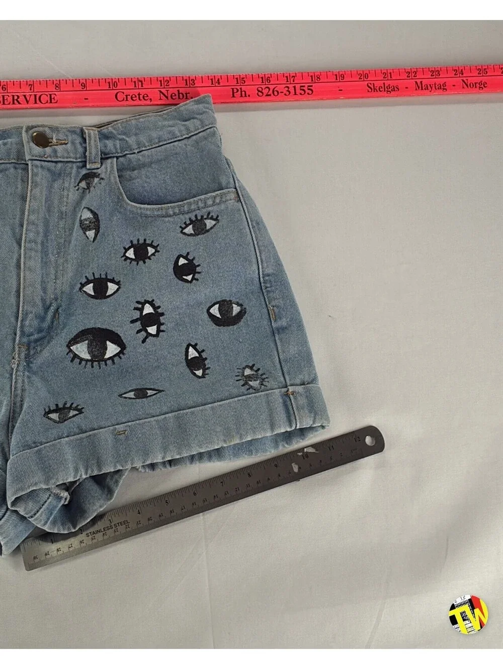 Vintage 2010s American Apparel Denim Shorts Hand Painted